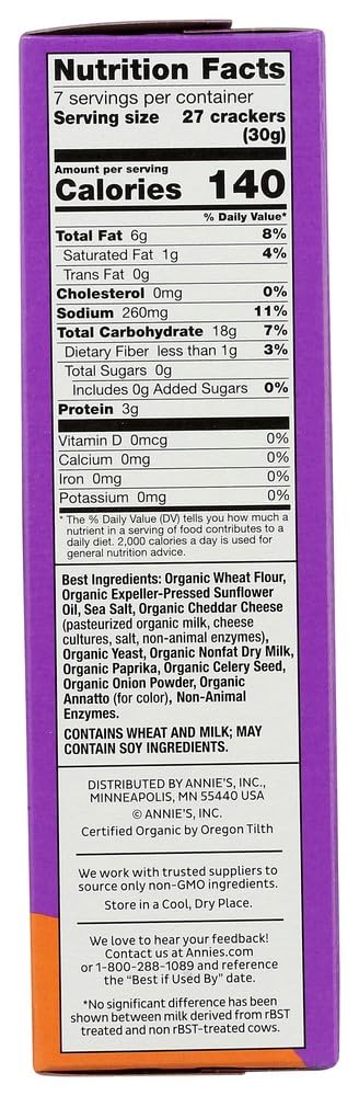 Annie's Organic Cheddar Squares, Baked Cracker Snacks, 7.5 oz - Image 8