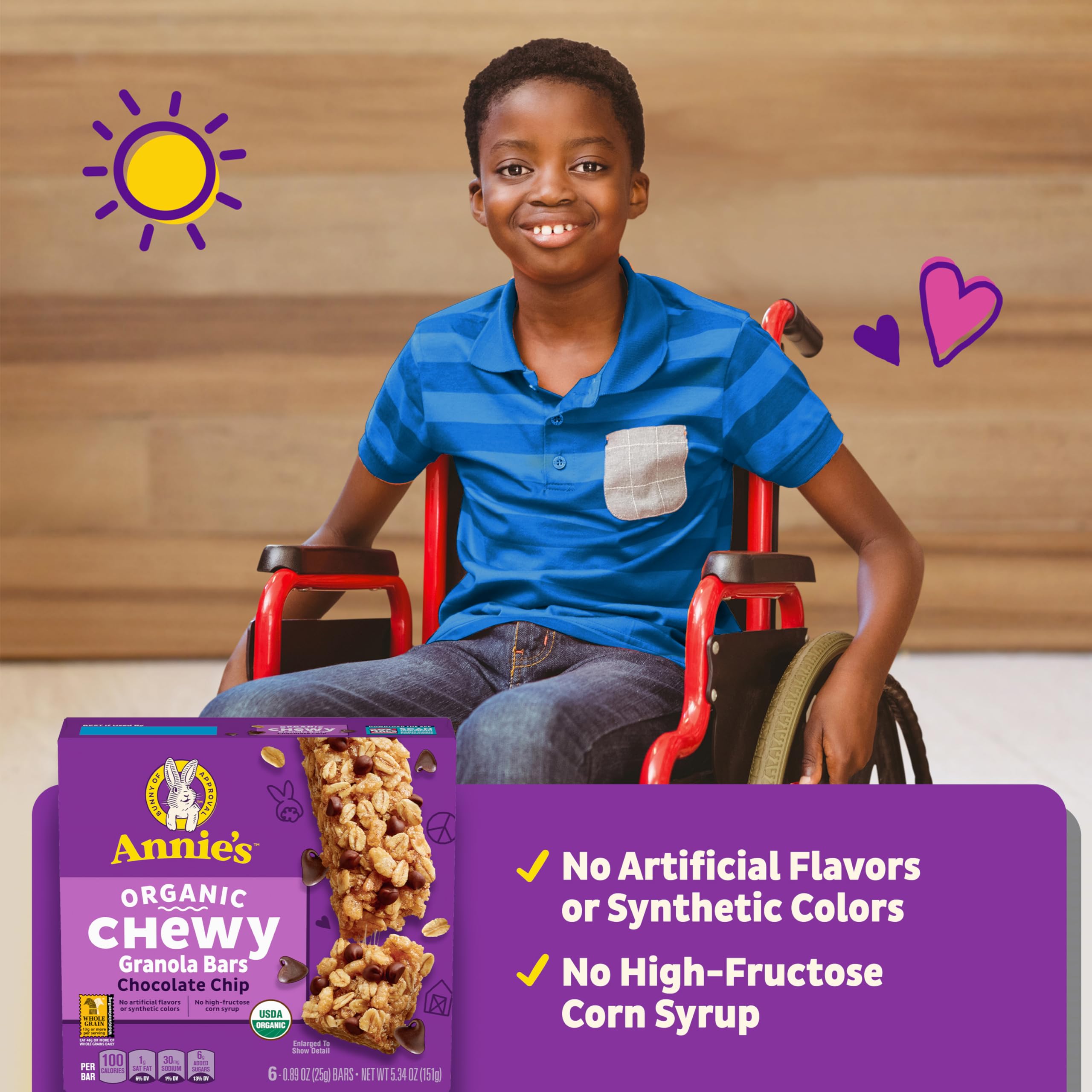 Annie's Organic Chewy Granola Bars, Chocolate Chip, 6 Bars, 5.34 oz (Pack of 12) - Image 5