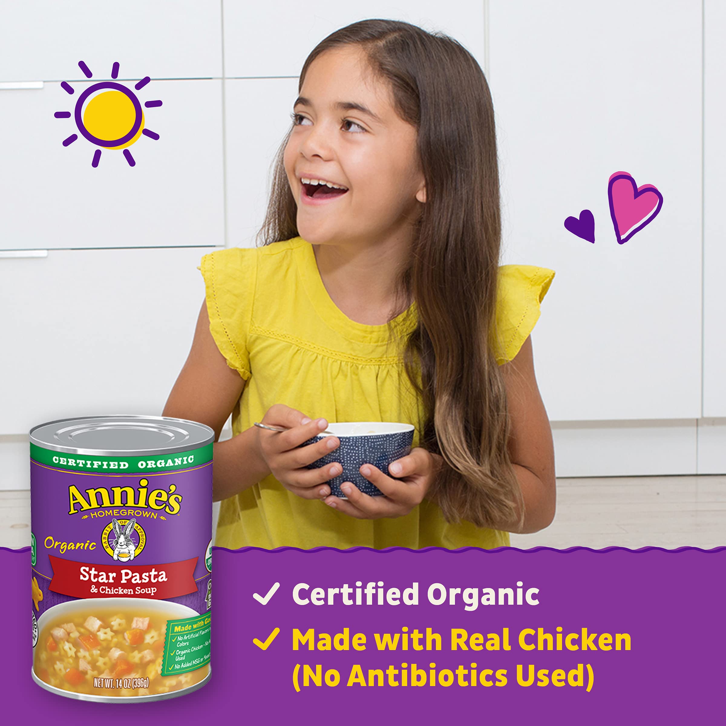 Annie’s Organic Star Pasta and Chicken Canned Soup, Ready To Serve, 14 oz - Image 5